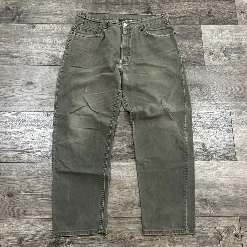 Vintage Y2K 90s Levi’s 550 Distressed Olive Green Jeans Made In Usa Men’s 36×30